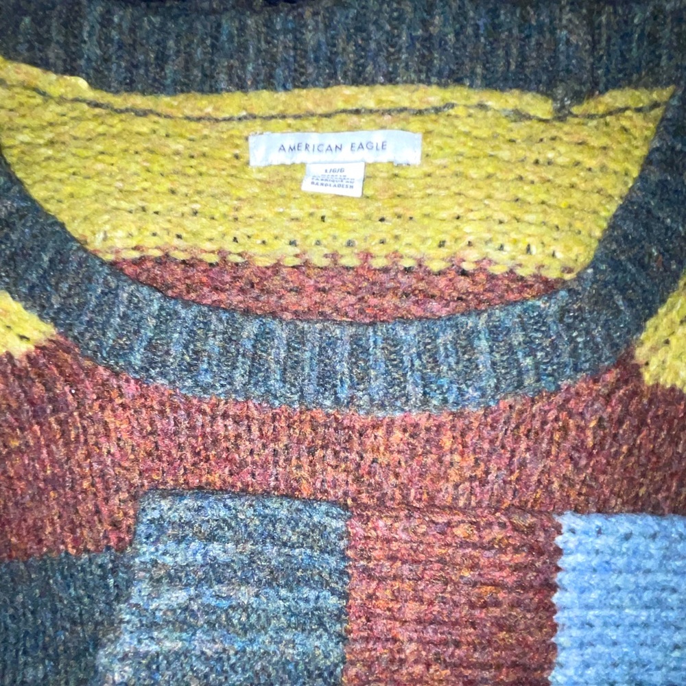 (XL) American Eagle Color Block Cropped Sweater